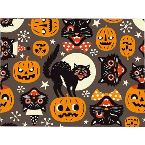 Black Cat Wall Tapestry Wall Cloth Hallowween Background Fabric Wall Hanging Carpet
