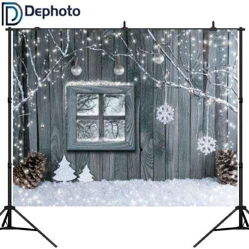 Dephoto Snowflake Branches Wooden Boards Christmas Photography Backgrounds Customized Photographic Backdrops For Photo Studio