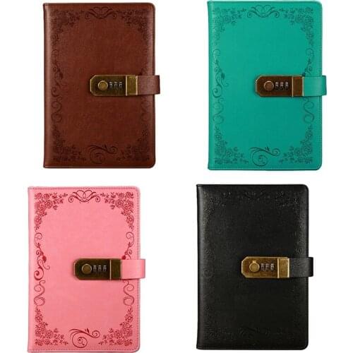 Diary with Lock Notebook A5 Vintage Lockable Paper PU Leather Note Book Traveler Journal Weekly Planner School Stationery Gift