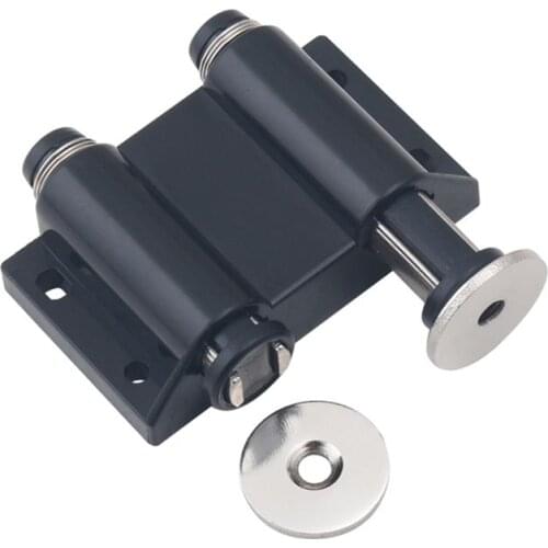 Double Magnetic Door Touch Catch Kitchen Cupboard Damper Buffers Cabinet Door Drawer Magnetic Push Open Catch Latch Black