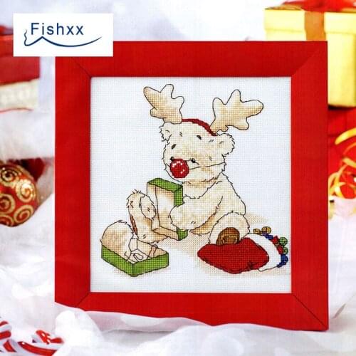 Fishxx Cross Stitch Kit Magazine Crazy94-6 Reindeer Bear Christmas Cartoon
