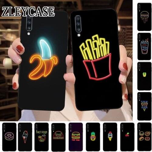 Background fluorescent food fries burger Banana Phone Case For Samsung Galaxy A50 A10 A20 E A20S a40 A51 A70 A30 A6 A7 A8Cover