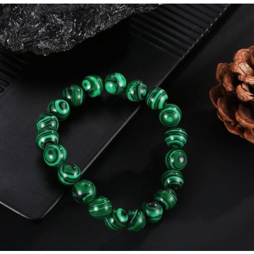 6mm 8mm 10mm12mm14mm Exquisite Blue Malachite Beads Bracelet Men Women Fashion Simple Elastic Buddha Bangle Jewelry Gift