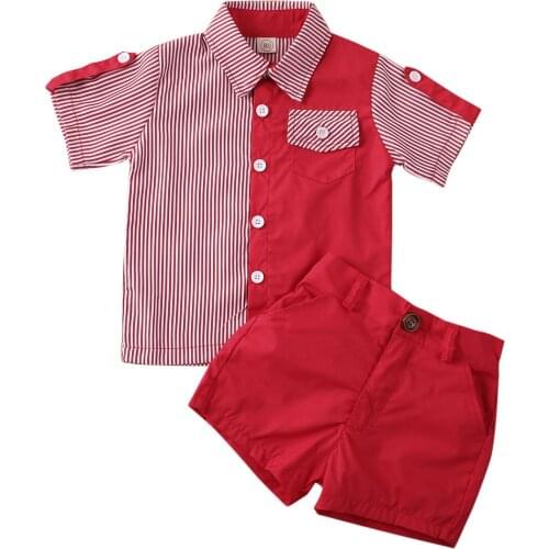 2020 Summer Baby Boy Gentleman Outfits Toddler Kids Shirt & Shorts Pants Clothes Set 2PCS Size 1-5Y