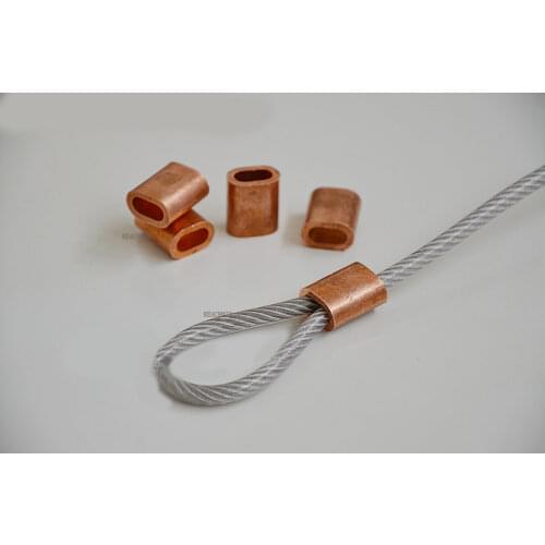 M1/1.2/1.5/2.0/2.5/3/4/5/6/8MM Dia. Copper Oval Clips Wire Rope Clamps Copper Ferrules Crimping Sleeves