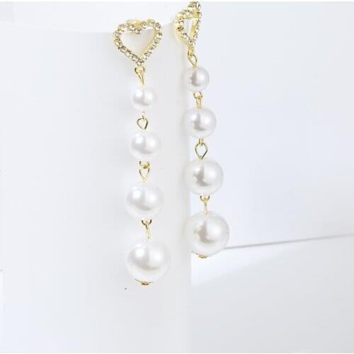 Sweet Girl Earrings Pearl Crystal Super Fairy Exaggerated Long Earrings Fashion New Net Red Temperament Womens Earrings Gotico