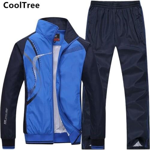 CoolTree Men Tracksuit Set Spring Autumn Breathable Thin Jackets+Pants Two-Piece Sports Suit Male Zipper Sportswear Streetwear