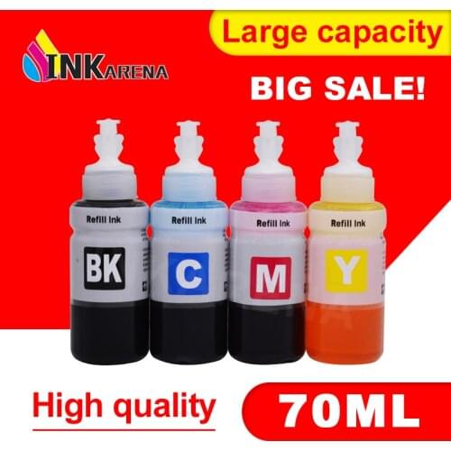 INKARENA 4colors × 70ml Bottle Refill Ink Kit Compatible Ink for Printer Epson L100 L110 L132 L200 L210 L222 L300 L362 L366 L550