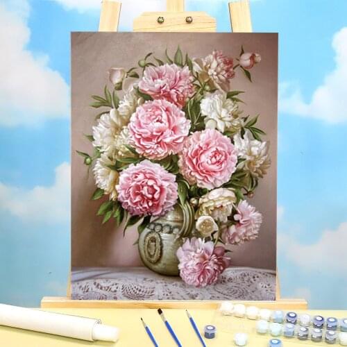 Flower Rose DIY Painting By Numbers Complete Kit Oil Paints 50*70 Canvas Pictures New Design Crafts For Adults Handicraft