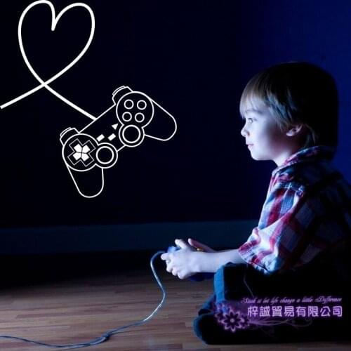 Heart Game Handle Wall Sticker Video Play Game Room Decal Gaming Gamer Vinyl Wall Decals Decor Mural Video Game Car Decal