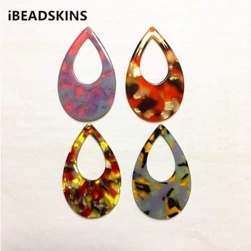 New arrival! 57x36mm 30pcs/lot acetic acid Imitation marble drop-shape charms for earring/Jewelry DIY making(As shown)