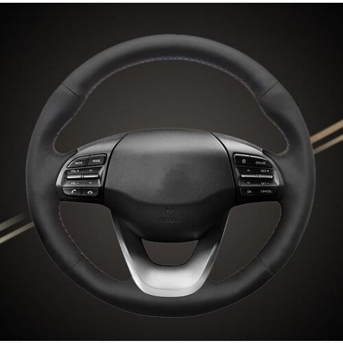 Auto Braid On The Steering Wheel Cover for Hyundai Kona 2017 2018 2019 Interior Accessories DIY Car Braiding Covers Car-styling