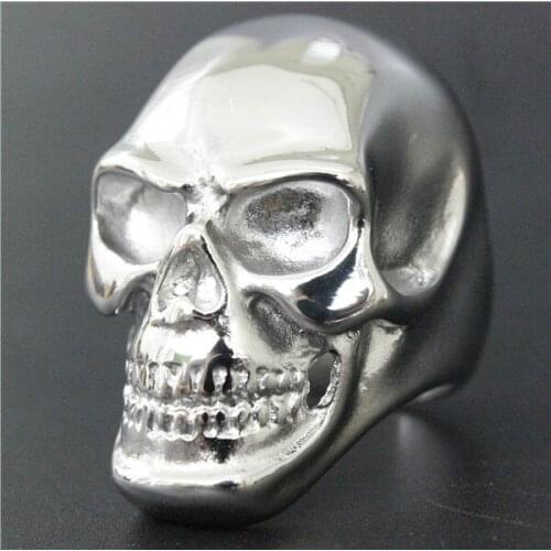Drop Ship Size 7~15 Fashion Cool Biker Skull Ring 316L Stainless Steel Jewelry Motor Biker Plishing Fashion Huge Skull Ring
