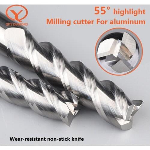 QIYE Carbide 3 Flutes Aluminum End Mill CNC Spiral Router Bit 1to20MM Blade Diameter For Aluminum Fiberglass Acrylic Wood Copper