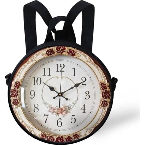 Circle Crossbody Bags For Women Shoulder Sac Mini Girls Round Bag Retro Clock Print ALICE Cosplay Clock Bag Pack Purse Wholesale