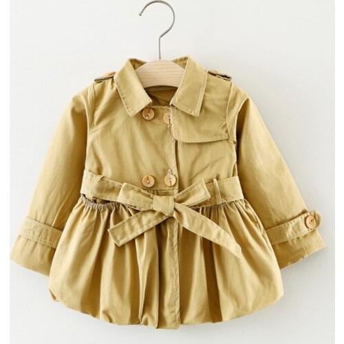 Spring&autumn clothes infant girls overcoat newborn kids jacekt solid color baby outfits children girl clothing turn down collar