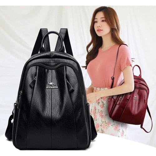 Large Capacity Bookbag for Teenage Girls High Quality Ladies Travel Bags New Luxury Soft Leather Women Backpack Simple