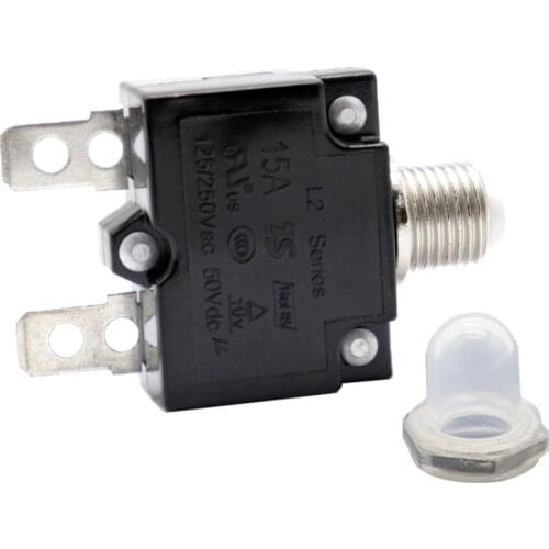 2X 15Amp Circuit Breaker Overload Protector Switch + Clear Waterproof Cap