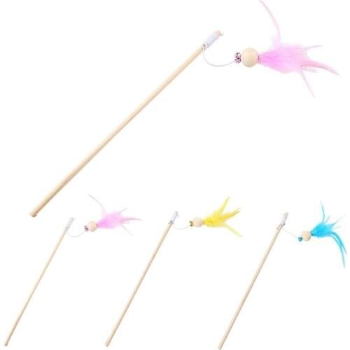Legendog 1pc Kitten Feather Wand Interactive Beaded Decor Funny Cat Bell Wand Kitten Teaser Toy Pet Supplies