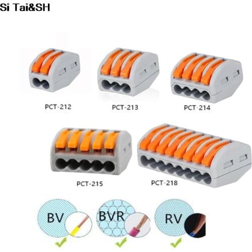 10pcs Universal Cable wire Connectors 222 TYPE Fast Home Compact wire Connection push in Wiring Terminal Block PCT-212