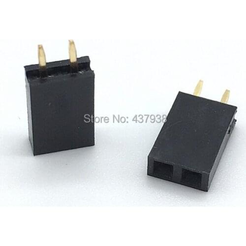 100pcs 2.54mm 1x2P Pin Header Female Single Row Straight Pin Header Strip 1*2Pin Connector