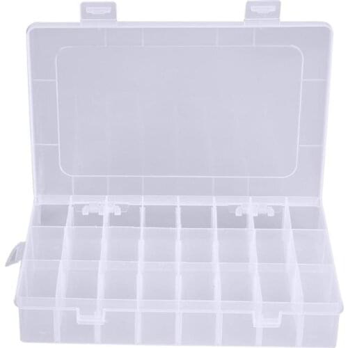 24 Compartments Plastic Jewelry Pills Box Organizer Storage Container White Decoration Medicine Small Parts Compartment Box