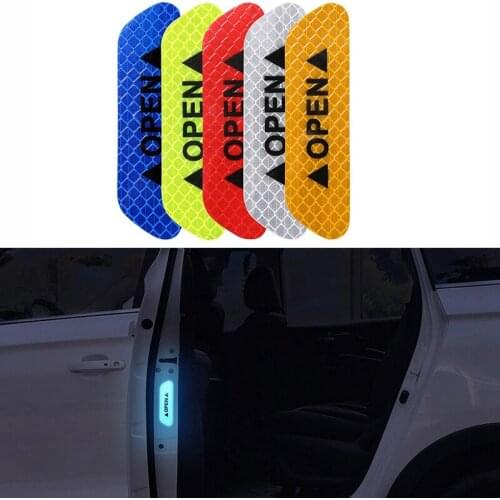 4Pcs/Set Car Door Stickers DIY Car OPEN Reflective Tape Warning Mark for Audi A-series C-series S-series SQ-series RS-series