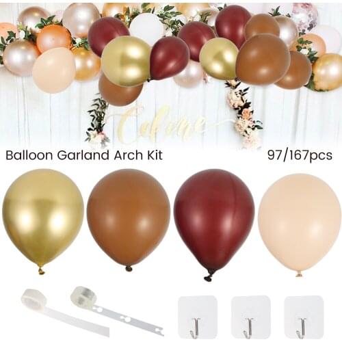 97/167 Pcs Balloon Garland Arch Kit Wedding Apricot Champagne Foil Balloon Cream Peach Birthday Anniversary Party Decor Supplies