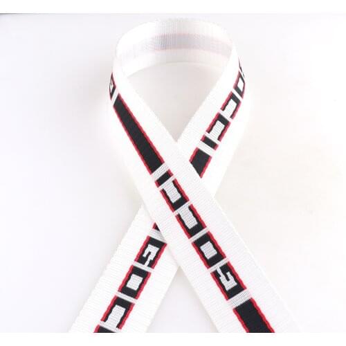 1.5inch striped alphabet white webbing Polyester webbing Nylon cotton webbing Strap for handbag Dog Collar garment backcack Belt
