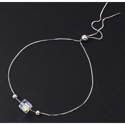 Genuine Crystals from Swarovski Bracelet For Wedding 100% 925 Sterling Silver Bracelet Charm Women Jewelry Pulseira Feminina