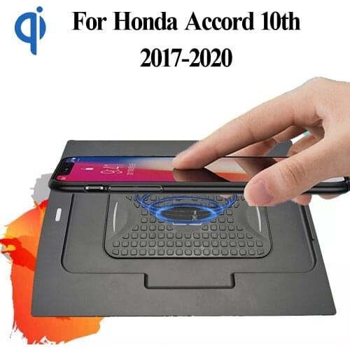 For Honda Accord 10th Gen CV G10 2017-2020 Center Console 15W Qi Fast Charging Car Wireless Charger Pad Android Iphone Holder