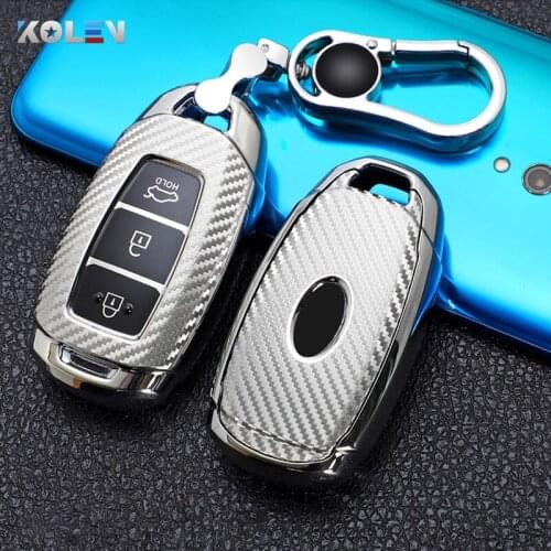 Tpu Carbon Filber Car Remote Key Case Cover For Hyundai Santa Fe Fista i30 ix35 Lafesta Encino KONA Solaris Azera Palisade GT