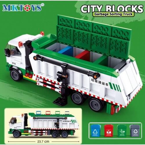 City Garbage Trucks Building Blocks Classification Truck Cards Sanitation Bricks Educational Toys for Children Gift