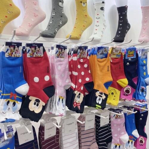 Disney Mid Tube Socks Donald Duck Mickey Cartoon Cotton Socks Cute Stitch Minnie Mickey Socks