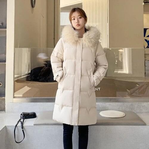 Long Down Cotton Parka Coat Female 2021 New Winter Warm Jacket Womens Thicken Warm Cotton Coat Windproof Overcoat Hooded Jackets