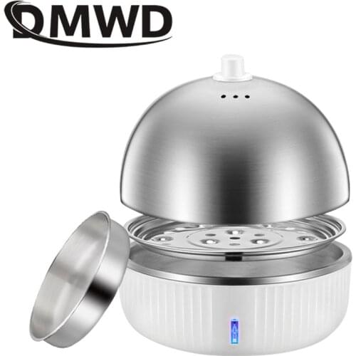 DMWD Household Electric Egg Steamer Boiler Stainless Steel Automatic Multi Food Cooker 7 Eggs Egg Custard Steaming Cooker 220V