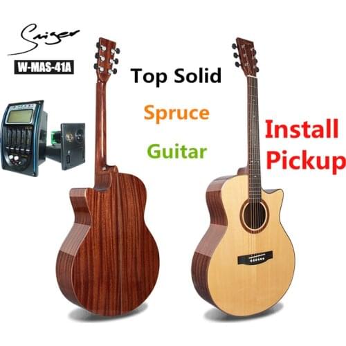Guitar Solid Spruce Acoustic Electric Steel-String 40 Inches A-Body Guitarra 6 Strings Folk Pop Cutaway Guitars Pickup Mahogany