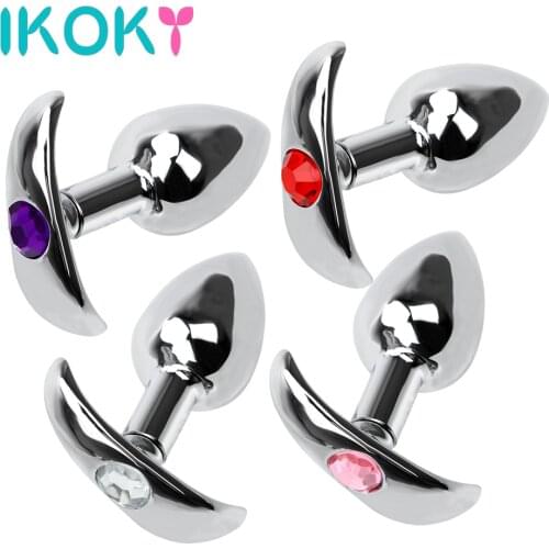 IKOKY Metal Anal Plug Crystal Jewelry Butt Stimulation Sex Toys for Women Men Prostate Massager Butt Plug Adult Products