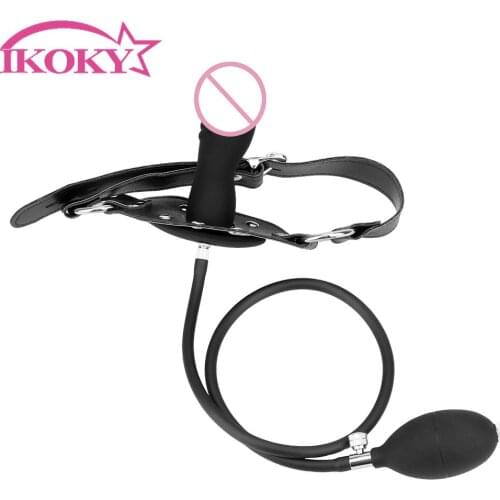 IKOKY SM Bondage Fetish Mouth Plug Open Mouth Inflatable Penis Gag Sex Products Adult Games Toys For Women Men Couples Flirt