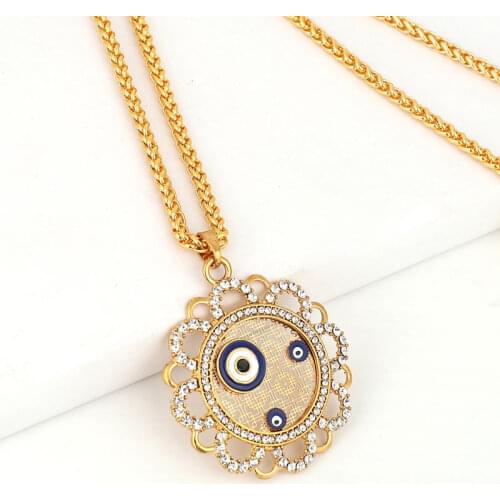 Islam muslim turkish evil eye crystal pendant necklace accept drop shipping