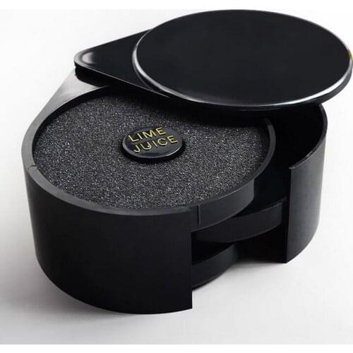 Cocktail salt box bartender tools appliance black three layers wine cup holder seasoning sugar drink cup holder