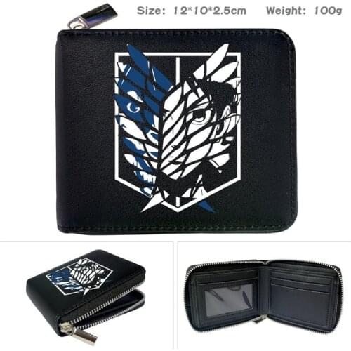 Anime Attack on Titan Wallet Cartoon Cute Zipper Pu Coin Purse Card Bag Fancy Gift