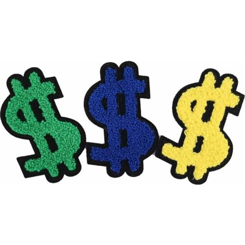 Colorful Money Logo Chenille Patch High Quality Iron on Embroidered Custom Sew-on Designer Appliques Clothing Hat DIY Accessory