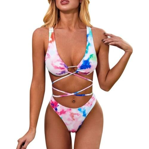 Swimwear Women Swimsuit Bikini 2020 New Sexy Push Up Bikini Set Halter Bather Suit Print Floral Beach Wear Bandage Summer