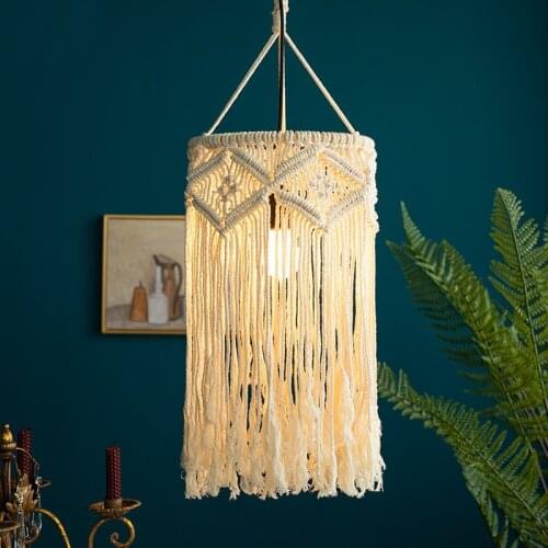 Macrame Lamp Shade Boho Hanging Ceiling Pendant Light Cover Modern Bohemian Office Bedroom Living Room Home Decor