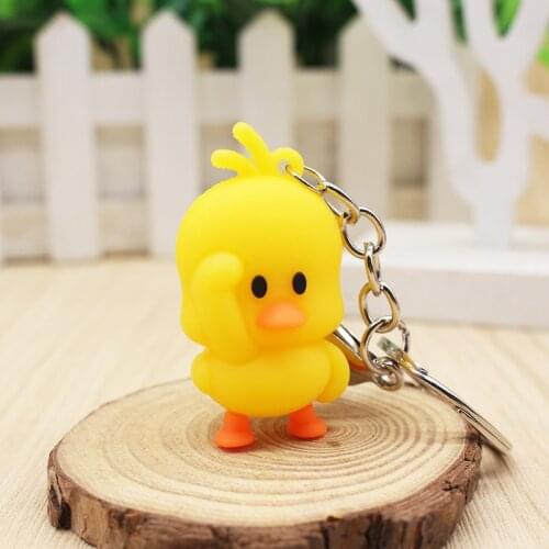 Cute Little Yellow Duck Key Chain Dancing Duck Keychain Couples Women Friend Gift Bag Pendant Accessory Keyring Accessories