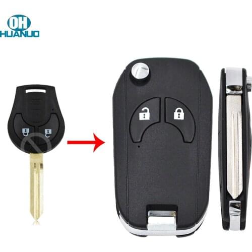 Modifed 2 buttons Replacement Remote key Shell Case Fob for Nissan Note Micra Juke Duke Pathfinder with uncut key blade
