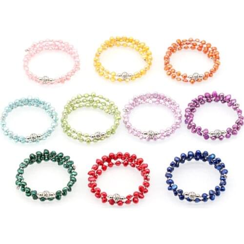 Fashion Layers Handmade Colored Pearl Wrap Bracelets Women Gift Party Bracelets Wholesale 10 Colors PB003