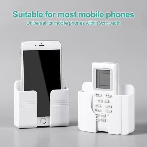 Wall Mounted Organizer Storage Box Remote Control Mounted Multifunction Mobile Phone Plug Wall Holder Charging Holder Stand Hot