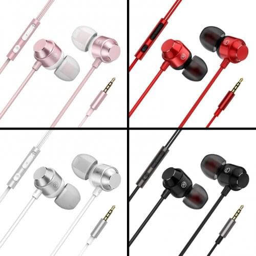 In-ear metal magnetic suction with wire control with mobile phone computer universal heavy bass earphone earplug